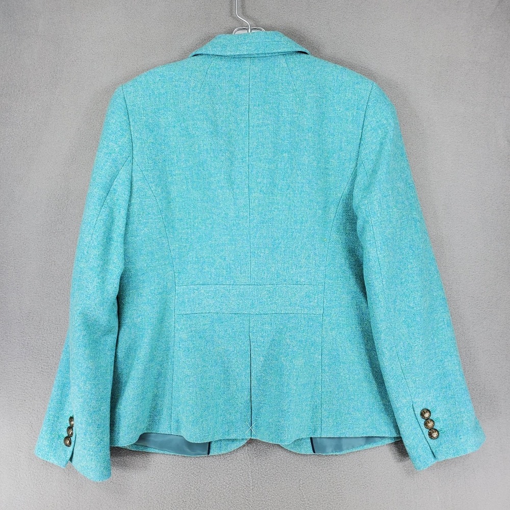 NEW Talbots 2 Button Blazer Sz 12 Herringbone Wool Blend Teal Blue Green $159 - Picture 5 of 7